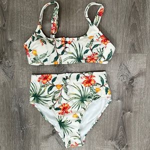 Women’s tropical high waisted bikini set